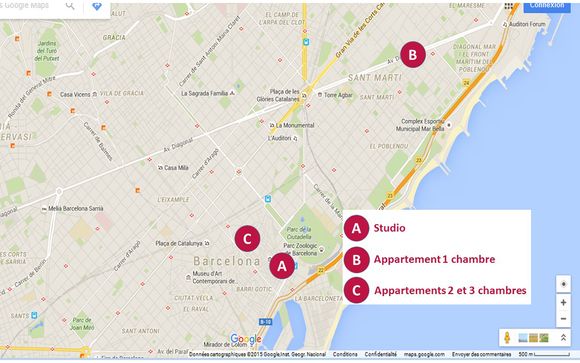La localisation géographique du studio et des appartements